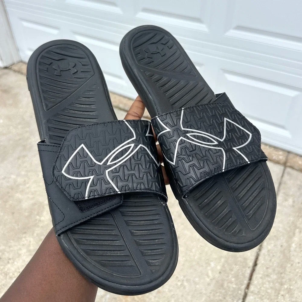 Under Armour Men's Ignite Ansa Logo Slide Sandals Size 13 Black White